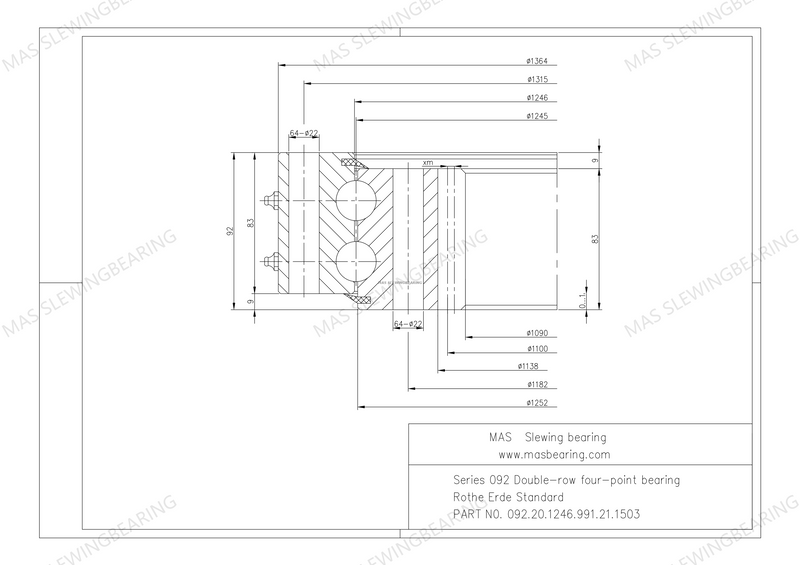 Rothe erde 09 series cross roller slewing bearing internal gear 092.20.1246.991.21.1503