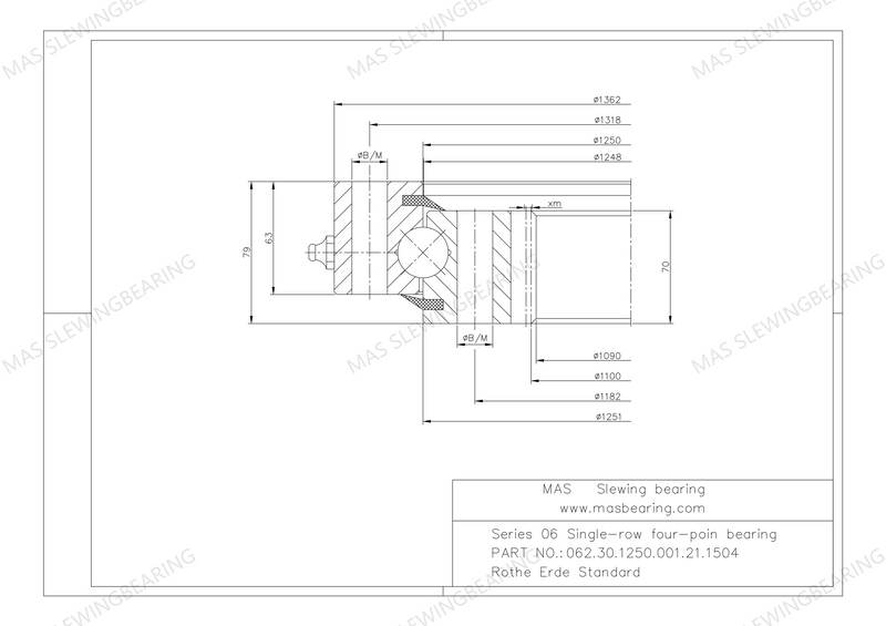 06 series cross roller slewing bearing internal gear 062.30.1250.001.21.1504