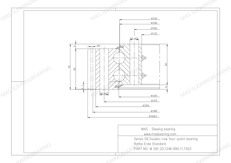 Rothe erde 09 series cross roller slewing bearing external gear 091.20.1246.990.11.1503